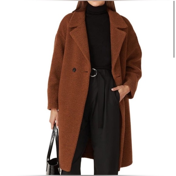 Harris Wharf London Brown Double Breasted Coat 46/US 10 - Picture 1 of 6